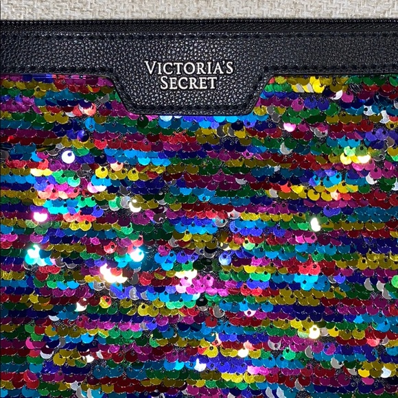 Victoria’s Secret Rainbow Sequin Makeup Bag Clutch - Picture 2 of 9